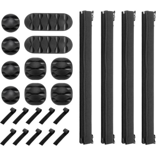 24Pcs Cable Organizer Set Cable Sleeves with Reusable Wire Perfect for TV Computer Home Office Desk Cable Management