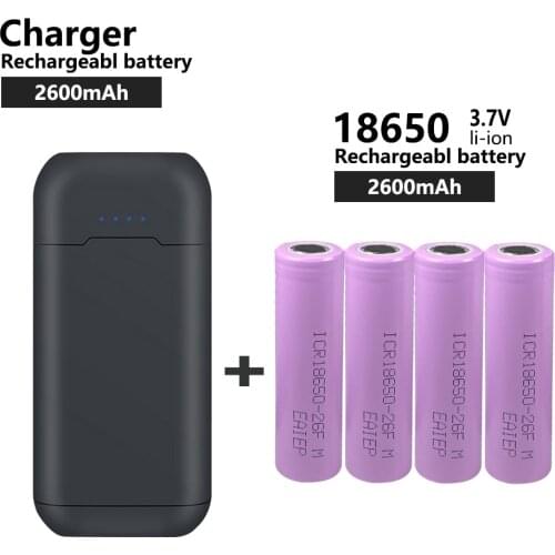 2600mAh 18650 Li-ion Lithium Rechargeable Battery + USB Power Bank Battery Charger Case Box for Phone Battery Charger Sets