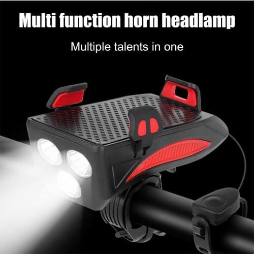 3 LED Lights Bicycle Phone Holder 4 In 1 Power Bank Charger MTB Bike Bell Cycling Mobile Phone Bracket Support Bike Accessories
