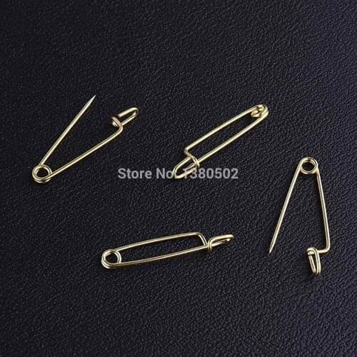 30pcs /lot 35*7mm Gold Color safety pins Metal Brooch pins for label Sewing tool