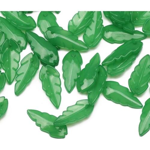50/100pcs/lot Dark Green Leaf Acrylic Spacer Beads 24x10mm Loose Beads For DIY Jewelry Making Charm Necklace Bracelet Accessory