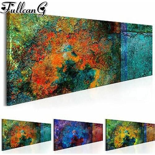 FULLCANG Abstract colorful landscape large diamond painting diy full square round drill mosaic embroidery sale decoration FC2510