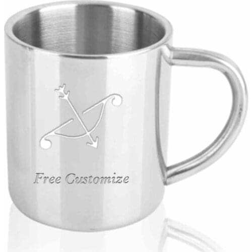 Free Customize LOGO Stainless Steel Coffee Mug Kids Durable Drinking Cup Juice Milk Water Bottle Wedding Gift Lettering Cups