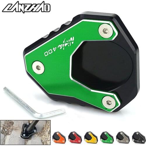 CNC Aluminum Motorcycle Side Stand Enlarger Kickstand Enlarge Plate for Kawasaki Ninja 400 2017 2018 2019
