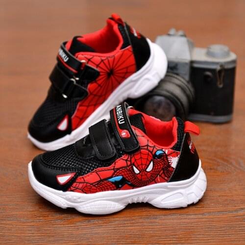 2021 Kids Sneakers Spiderman Children Shoes For Boys Chaussure Enfant Soft Sports Running Basketball PU Leather Infant Tennis BL