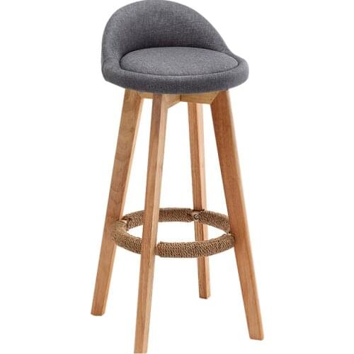 European Style Bar Stool Rotating Bar Stool Solid Wood Modern Bar Chair Bar Stool High Footed Stool