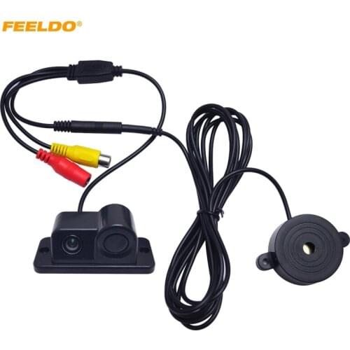 FEELDO 1Set Car Visual Reversing Camera With Backup Parking Sensor Radar Aid System 2in1 #AM4067