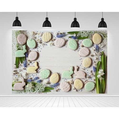 Scopiso Photography Backdrop Pink Wood Easter Rabbit Eggs Candy Dessert Doll Baby Pet Portrait Decoration Background Studio Prop