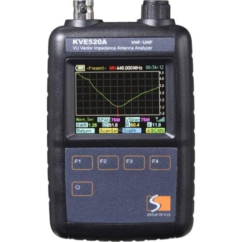 KVE520A VU Vector Impedance Intercom Antenna Analyzer(Freq. 133-177/195-280/395-520MHz) with 4pcs Adapters for Walkie Talkie