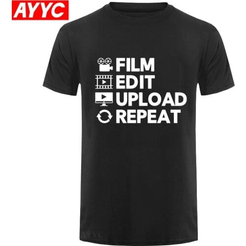 New Summer Video Editor Uploading Film Editing Funny Slogan Birthday T Shirts Men Short Sleeve Cotton T shirt Man Clothing