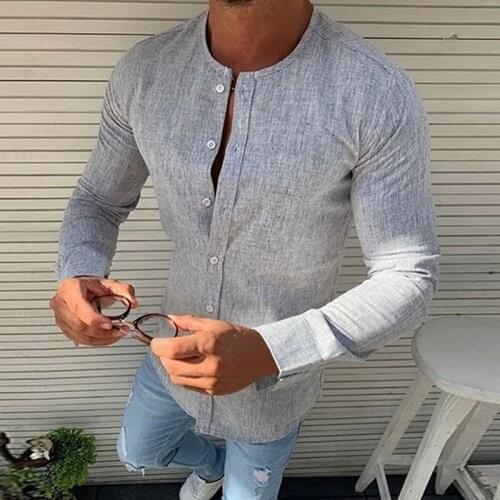 Skateboarding t-shirts Male Round Neck Solid Color Tops With Button Long Sleeve Casual Sport Tee Shirts For Male