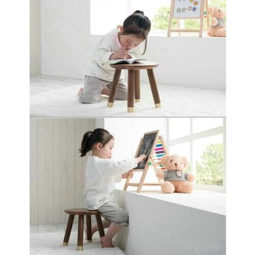 HQ ST02 Luxury Children Stool Child Small Seat Footstool Studying Desk of American Black Walnut and Brass Foot Material