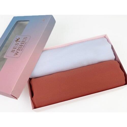 Custom Hijab Scarves Quality Product Scarves Package Gift Box Chiffon Solid Oversizes Muslim Head Scarf Ladies Shawl and Wrap