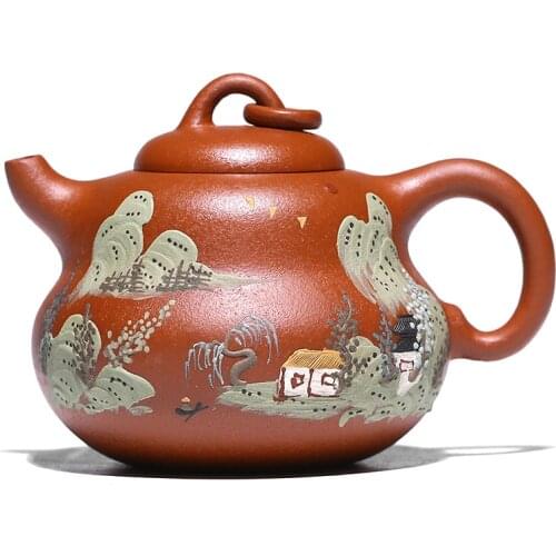Exquisite Famous Purple Clay Teapot Handmade Yixing Original Mine Descending Mud Teapot Painted Gourd Teapot Kung Fu Tea Set