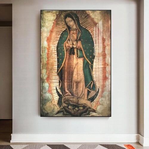 Modern Mexican Art Oil Painting Virgin Mary of Guadalupe Oil Painting Posters and Prints Home Living Room Decoration Painting