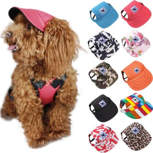 Dog Hat With Ear Holes Summer Canvas Baseball Cap For Small Pet Dog Outdoor Accessories Hiking Pet Products Drop shipping