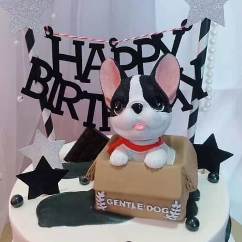 Creative Cute Pet Dog Birthday Cake Topper Decoration Decoration Car Interior Personality Decoration Home Decorations