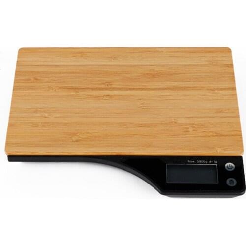 Bamboo Kitchen Scale,Environmental Wood Food Scale,Household Coffee Scale LED Electronic Scale,Baking Scale 5KG/1G