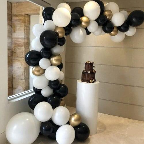 92 Pcs Matte Balloons Arch Kit Black White Latex Ballon Garland Chrome Gold Globos Birthday Party Wedding Backdrop Decoration