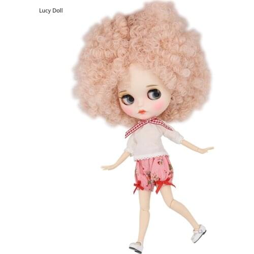 ICY Factory Blythee Doll 1/6 Bjd White Skin Joint Body Pale Pink Afro Hair, New Matte Face Carved Lips 30cm BL2352