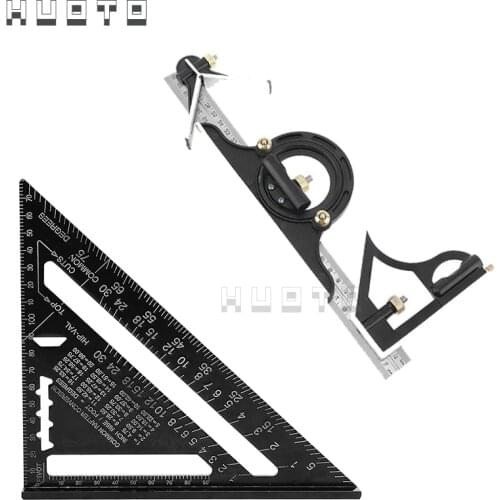 Angle Ruler 7 inch Metric Aluminum Alloy Triangular Measuring Ruler Woodwork Speed Square Triangle Angle Protractor Woodworking