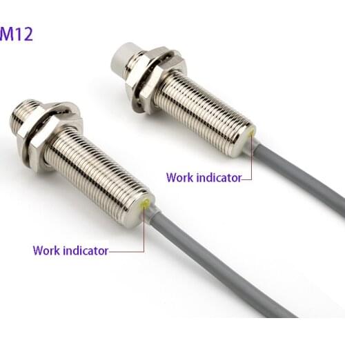 M12 proximity switch sensor three-wire NPN NO 24v 12MM metal sensor switch waterproof and oil-proof tape shield