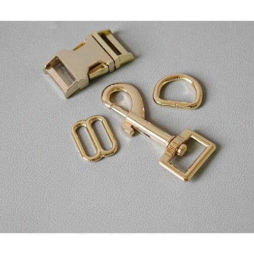 50 suit 20mm Metal D ring 8 button release buckle spring hook diy dog collar leash sewing accessories
