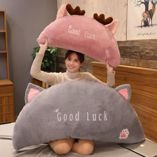Cute Semicircle Plush Backrest Elephant/Cat/Bear/Deer/Rabbit Plush Pillow Soft Stuffed Cartoon Animal Bed Cushion Home Bed Decor