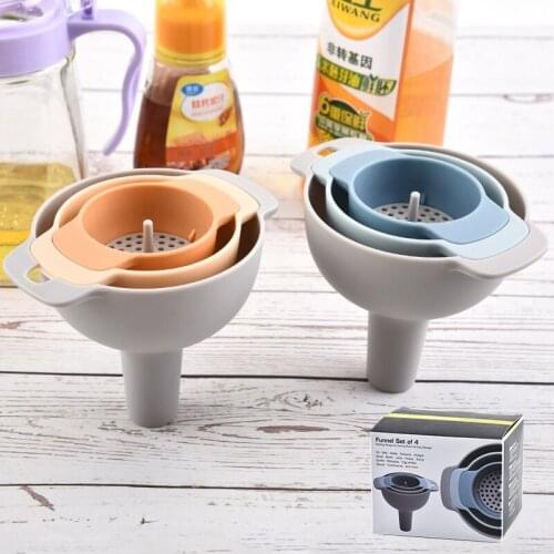 Four-in-one Multifunctional Funnel Set Plastic Portable Home Household Liquid Dispensing Kitchen Tools Gadgets Colander