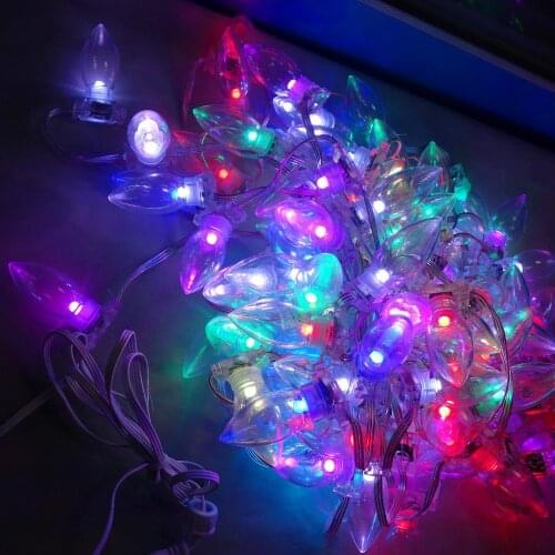 NEW! 50nodes clear smooth C9 DC12V WS2811 LED technicolor pixel;IP68;with epoxy resin filled;transparent PC and clean wire