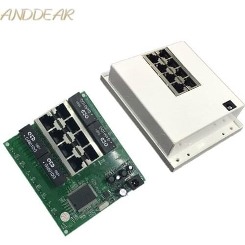 OEM PBC 8Port Gigabit Ethernet Switch 8Port with 8 pin way header 10/100/1000m Hub 8way power pin Pcb board OEM screw hole