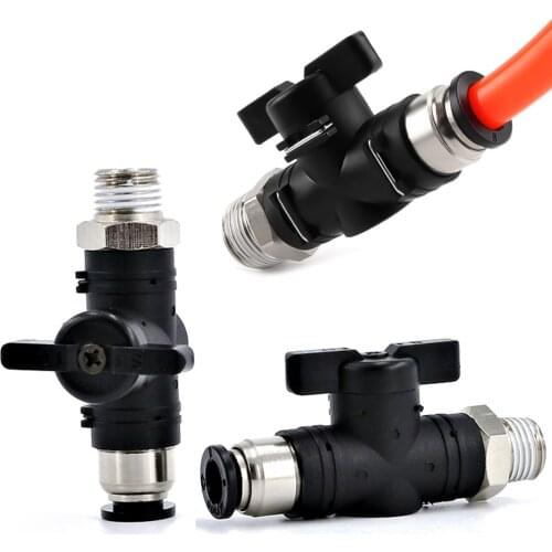 BC pneumatic quick coupling male thread 1/8" 1/4" 3/8" 1/2" ball valve switch PU hose manual valve flow manual rotary valve