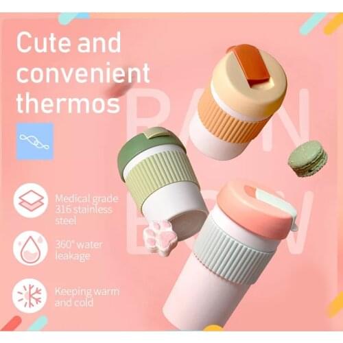 KKF Portable Thermos Cup 490ml / 360ml Exquisite Ins Harajuku Style High-value Student Mug with 3 color 316 stainless