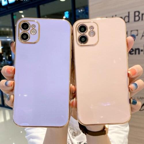 Luxury Gold Plated Electroplated Case For iPhone 12 11Pro Max 8 Plus 7 XR XS X Lens Protection 12 Pro Max SE 2020 Silicone Cover