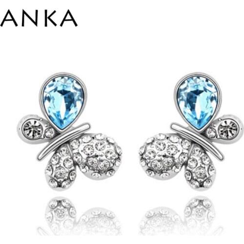 ANKA Brinco Wholesale Fashion Crystal Animal Stud Butterfly Earrings Jewelry Wedding Main Stone Crystals from Austria #81483