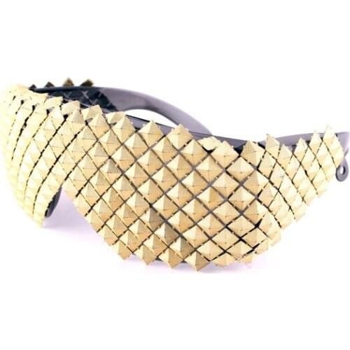 Gold Silver Steampunk Sunglasses for Women Novelty Fashion Luxury Men Sun Glasses Pyramid Party Celebrity Goggles Hip Hop Gothic