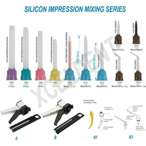 50Pcs/Pack Dental Silicon Impression Mixing Tips Temporary Silicone Rubber Dispenser Mix Head Dentist Tools
