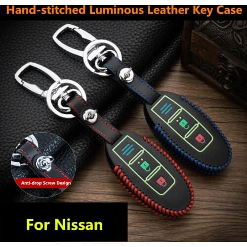 Luminous Leather Car Key Cover Case For Nissan Qashqai J11 X-Trail t30 t31 t32 Pathfinder Tiida Teana Note Juke 2014 2015 2016