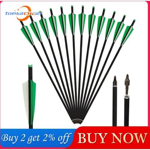 Toparchery 6/12/24pcs Crossbow Carbon Arrow 20/22 Inch Diameter 8.8 mm Archery Arrows For Crossbow Hunting and Shooting