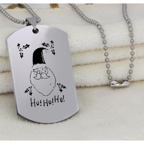 Ufine Christmas gift jewelry Santa Claus hat pendant army card stainless steel custom necklace N4568