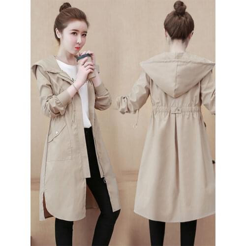 Windbreaker Womens Mid-length British Style Spring 2020 New Korean Loose Female Casual Fashion Coat Hooded Shirt Jacket r431