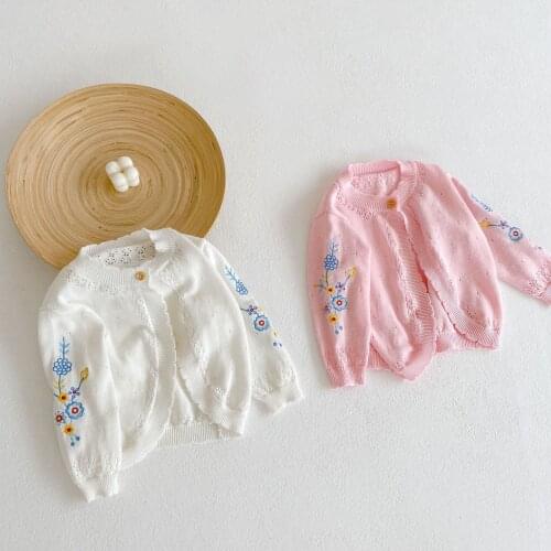 0-3T Newborn Kid Baby Girl Clothes Long Sleeve Floral Knitted Top Coat Cute Sweet Flower Print Cardigan Sweater Elegant Knitwear