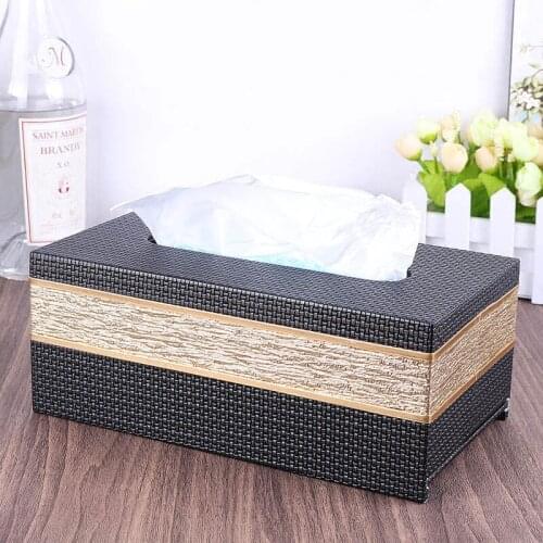 High Quality Synthetic Leather Tissue Box Wooden Tissue Case Box Made By Hand Paper Holder For Home PZJH023