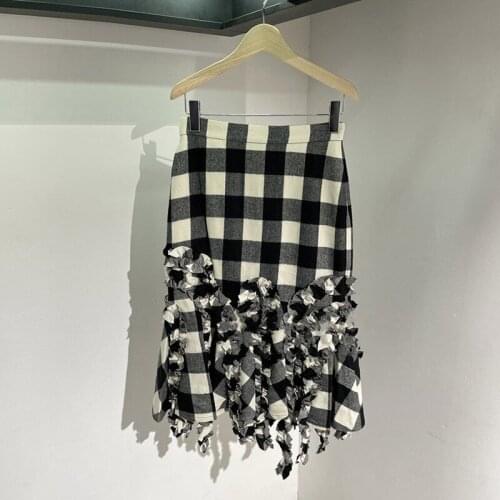 2021 New Summer High Quality Ladies Skirt Fashion Plaid Women Skirts Irregular Loose Casual Elegant Female Skirt T653