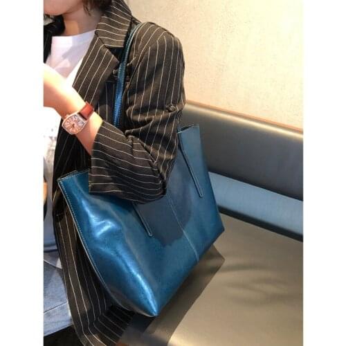 Womens 2021 Large Handbags Capacity Women Bags Bag Genuine Cowhide Shoulder Leather Bags Solid Messenger Color Tote Bag Fashion