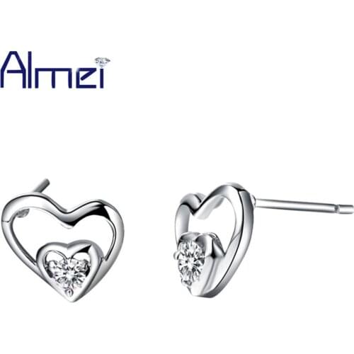 Heart Love Earrings For Women Lady Brincos Silver Fashion Elegant 2016 New Cubic Zircon Earrings Bridal Ulove R155