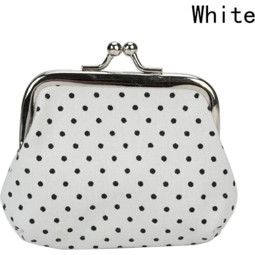 Flower Printing Women Lovely Polka Dots 2018 New Cute Fabric Metal Button Coin Purse Coin Purses Cotton Coin Wallet