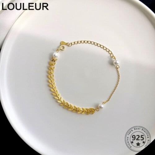 LouLeur 925 Sterling Silver Bracelets Gold/Silver Wheat Ears Chain Bracelets For Women Jewelry Gift Fine Jewelry Silver 925