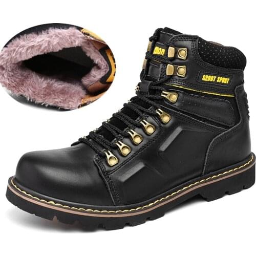 Winter Snow boots men and women thick cotton shoes safety shoes anti-smashing waterproof tooling boots leather cowhide autumn