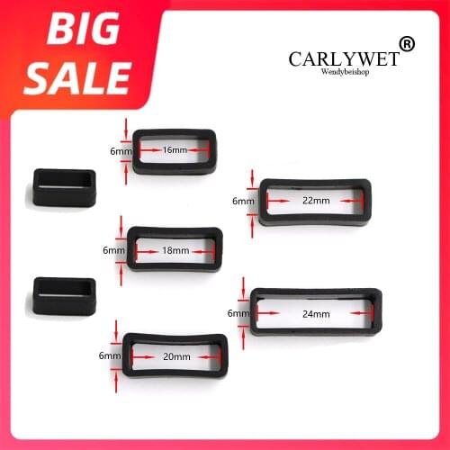 CARLYWET16 18 20 22 24mm Top Quality 1pc Silicone Rubber Loops Replacement Accessories Holder Locker For Wrist Watch Straps Band